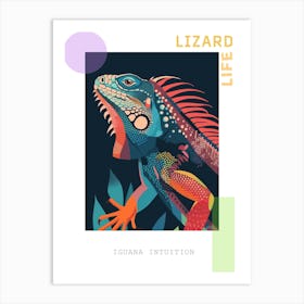 Blue Iguana Modern Illustration 7 Poster Art Print