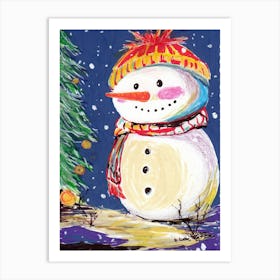 Happy Snowman Art Print