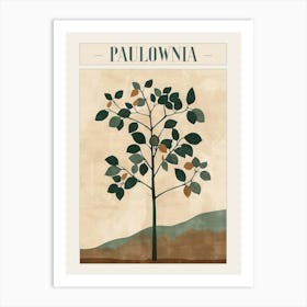 Paulownia Tree Minimal Japandi Illustration 2 Poster Art Print