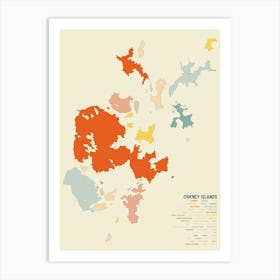 Orkney Islands Scotland Coastal Map Art Print