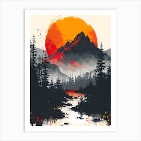 Sunset In The Mountains 20 Art Print