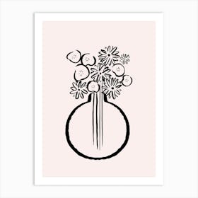 Monochrome Flowers In Vase Art Print