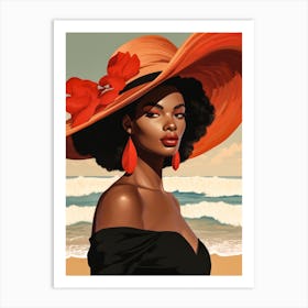 Illustration of an African American woman at the beach 139 Art Print