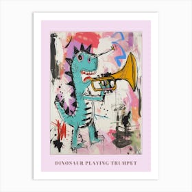 Abstract Dinosaur Scribble Playing The Trumpet 3 Poster Art Print