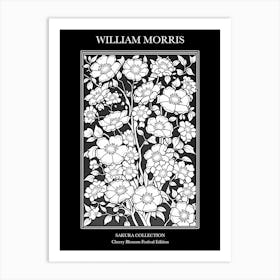 William Morris  Style Cherry Blossom Black And White 2 Art Print