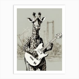 Giraffe With Guitar Art Print