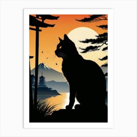 Japan Cat Art 14 Art Print