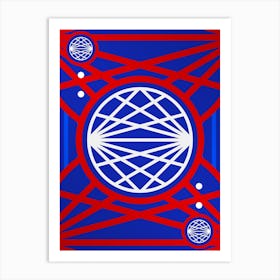 Geometric Abstract Glyph in White on Red and Blue Array n.0095 Art Print