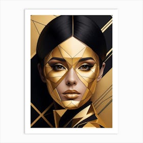 Geometric Woman Portrait Luxury Gold (12) Art Print