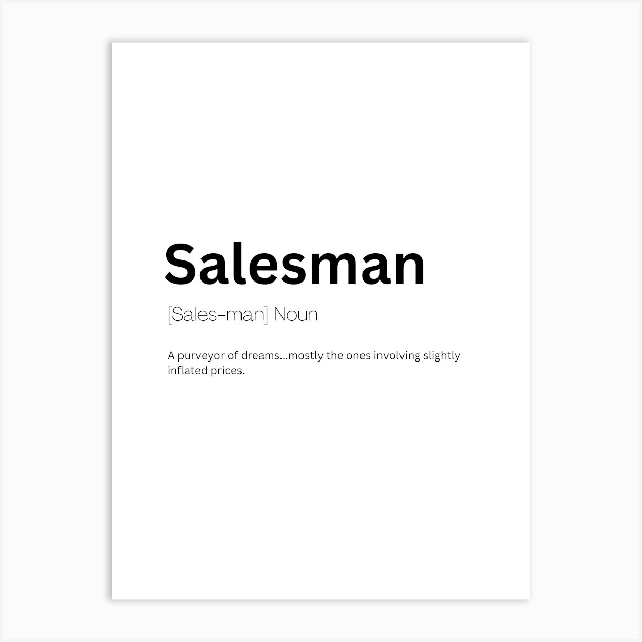 Salesman Definition Meaning Art Print by Kaigozen