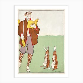Man Reading A Book With Hares (1895), Edward Penfield Art Print