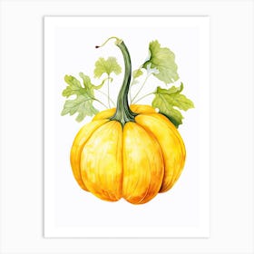 Buttercup Squash Pumpkin Watercolour Illustration 3 Art Print