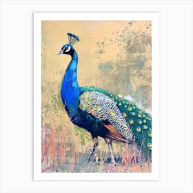 Sketch Of A Peacock Walking 2 Art Print