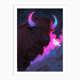 Bison And Dove Art Print