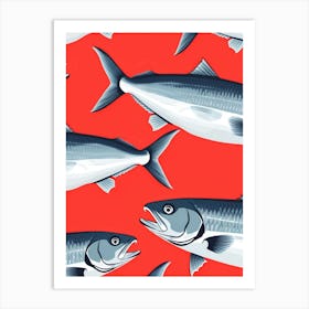 Sardines On Red Background Art Print