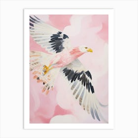 Pink Ethereal Bird Painting Crested Caracara Art Print