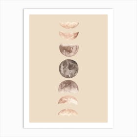 Moonphases Beige Art Print