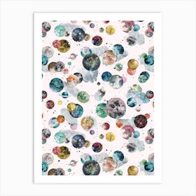 Cosmic Planets And Stars Multicolored Art Print