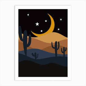 Cactus Desert Night Sky Art Print