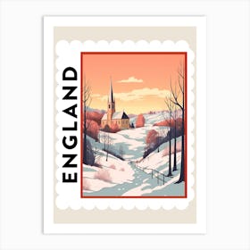 Retro Winter Stamp Poster Cornwall United Kingdom Art Print