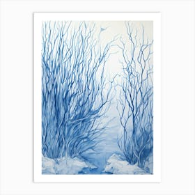 Blue Twigs Art Print