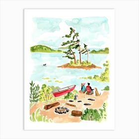 Camping on the Lake Art Print