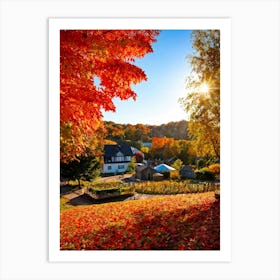 Autumnal Landscape Enhanced Saturation Leaves In Mid Fall Bright Sun Casting Dynamic Shadows Gli (4) Art Print