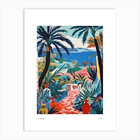 Santorini Greece Matisse Style 3 Watercolour Travel Poster Art Print