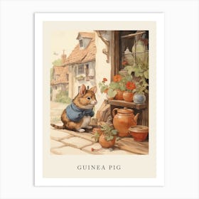 Beatrix Potter Inspired  Animal Watercolour Guinea Pig 2 Art Print