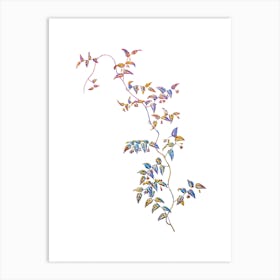 Stained Glass Bridal Creeper Mosaic Botanical Illustration on White Art Print