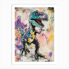 T Rex Dinosaur Lilac Graffiti Brushstroke Art Print