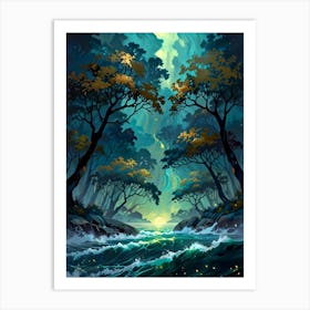 Forest At Night Art Print