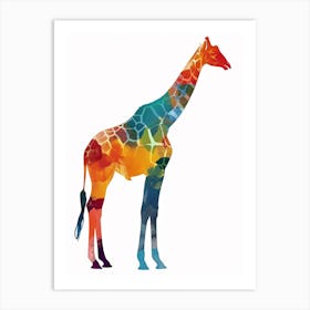 Rainbow Giraffe Watercolour 1 Art Print