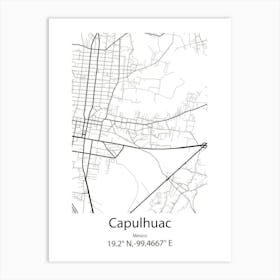 Capulhuac,Mexico Minimalist Map Art Print