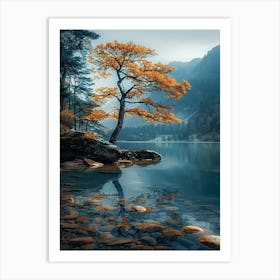 Autumn Tree In A Lake Art Print