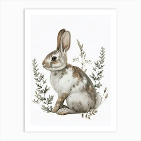 English Spot Blockprint Rabbit Illustration 7 Art Print