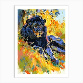 Black Lion Resting In The Sun Fauvist Painting 1 Art Print