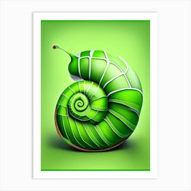Snail With Green Background Patchwork Art Print