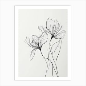 Flowers In Black And White 3 Art Print