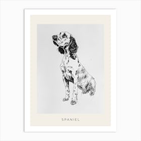 Spaniel Detailed Line Sketch 1 Poster Art Print