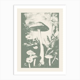 Mushrooms in Sage Green, y2k, Fungi, Cottage Core 2 Art Print