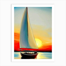 Sailboat At Sunset 4 Art Print