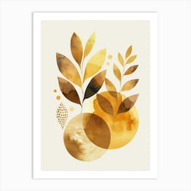 Gold Leaf Watercolor Painting Art Print