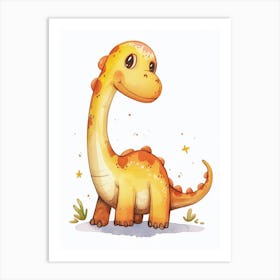 Cute Cartoon Dinosaur Illustration 2 Art Print