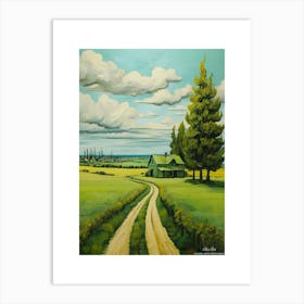 Green plains, distant hills, country houses,renewal and hope,life,spring acrylic colors.8 Art Print