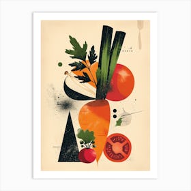 Art Deco Geometric Vegetables Art Print