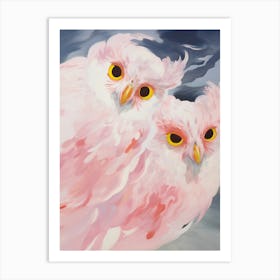 Pink Ethereal Bird Painting Eastern Screech Owl 2 Art Print