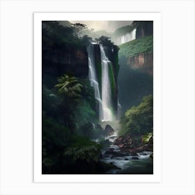 Satopanth Waterfall, India Realistic Photograph (1) Art Print