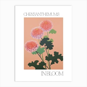 Chrysanthemums In Bloom Flowers Bold Illustration 1 Art Print