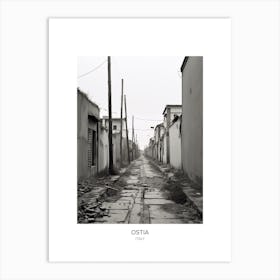 Poster Of Ostia, Italy, Black And White Photo 3 Art Print